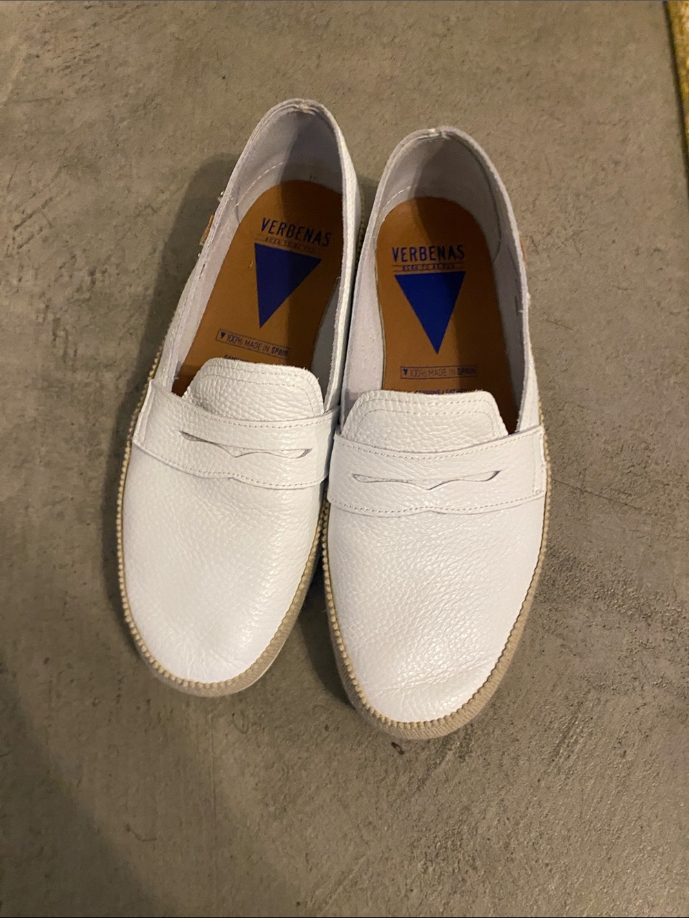 Verbenas White Leather Penny Loafers—so so comfortable; like new (worn once)